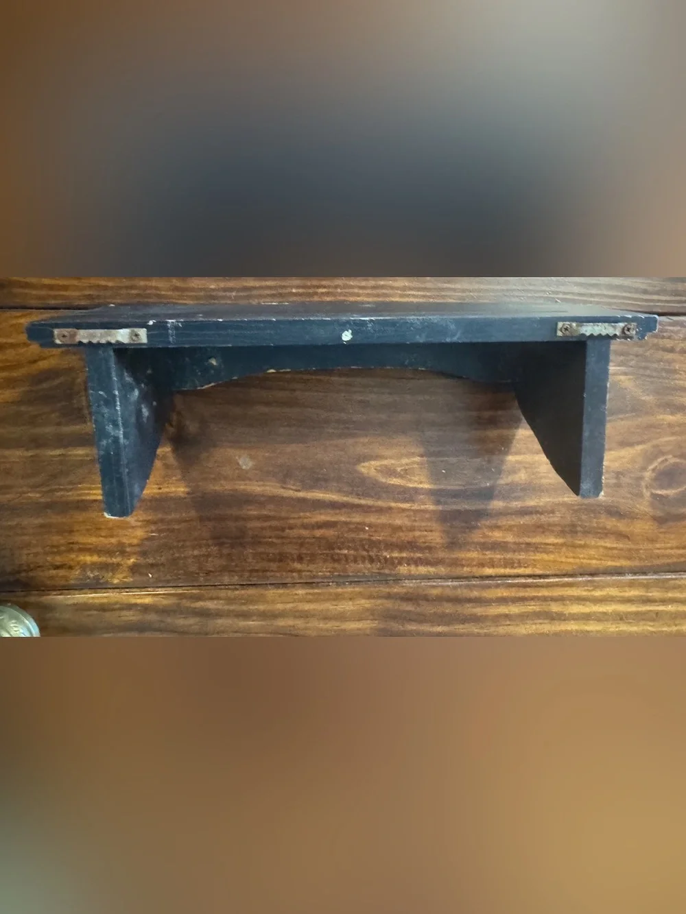 Black Rustic Distressed Vintage Wooden Shelf - 12”x4”x4 1/2”